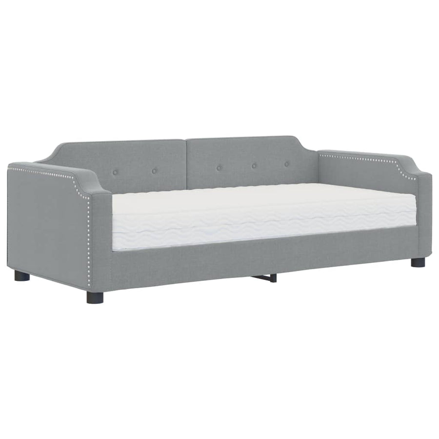 Slaapbank met matras 90x190 cm stof lichtgrijs