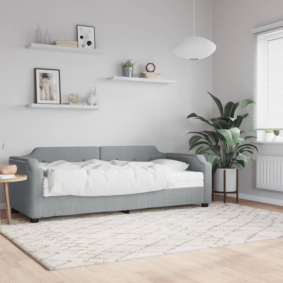 Slaapbank met matras 90x190 cm stof lichtgrijs