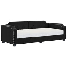 Slaapbank Stof 90 x 190 cm Zwart met matras