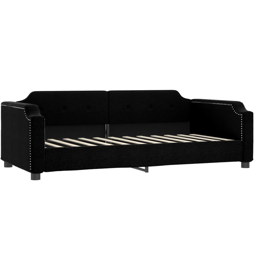 Slaapbank Stof 90 x 190 cm Zwart met matras
