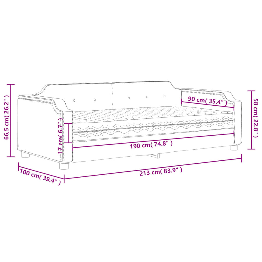 Slaapbank Stof 90 x 190 cm Zwart met matras