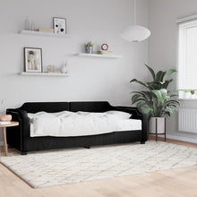 Slaapbank Stof 90 x 190 cm Zwart met matras