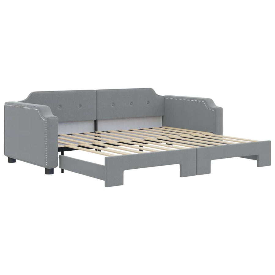 Slaapbank Stof 80 x 200 cm Lichtgrijs met onderschuifbed
