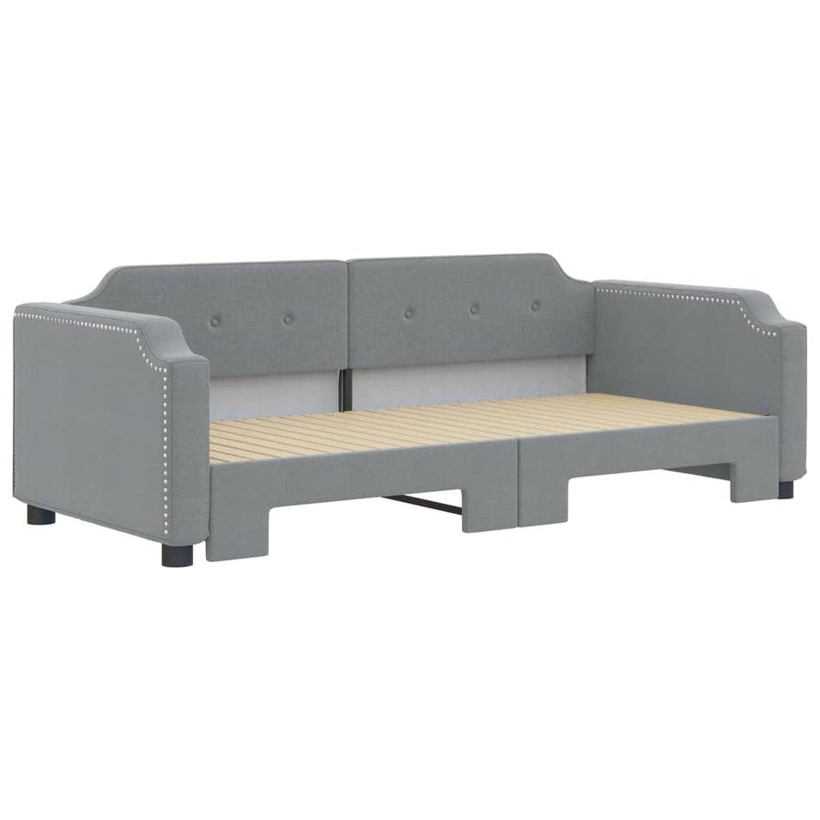 Slaapbank Stof 80 x 200 cm Lichtgrijs met onderschuifbed