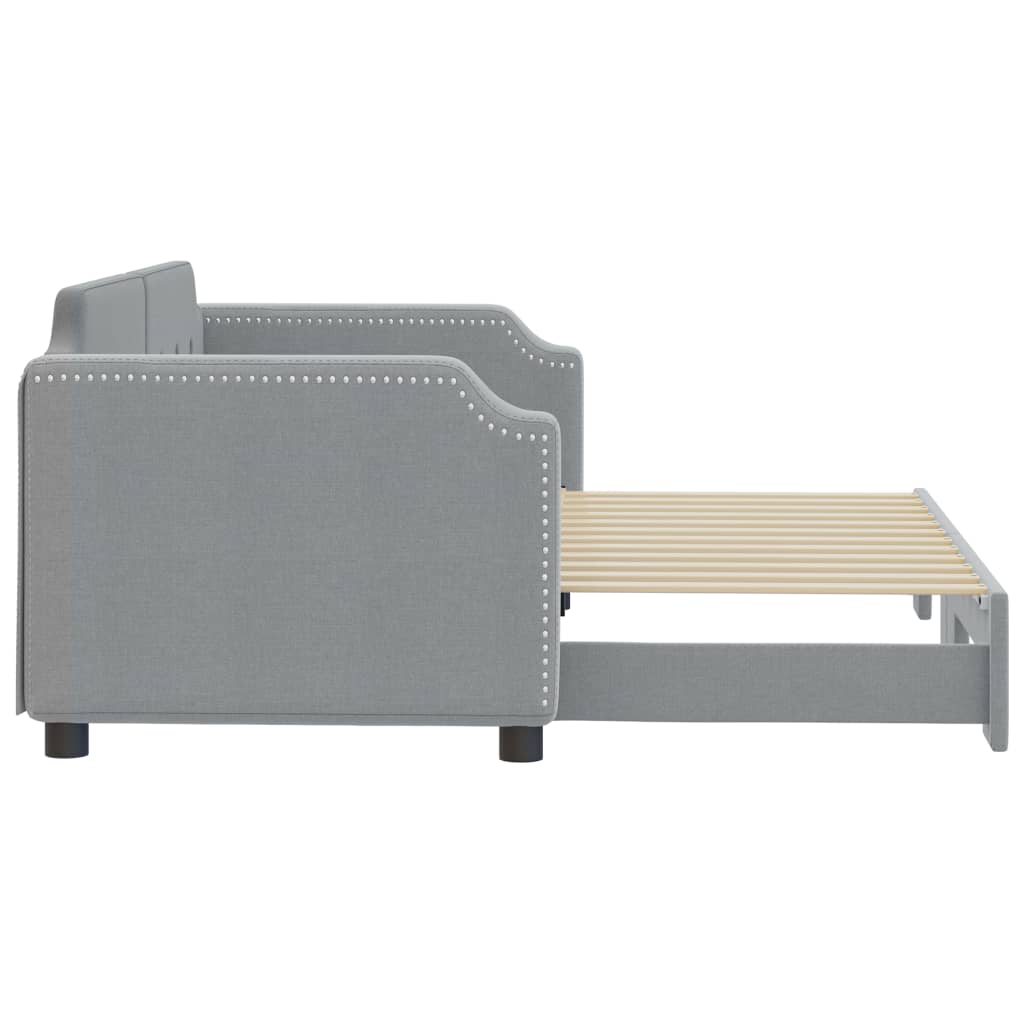 Slaapbank Stof 80 x 200 cm Lichtgrijs met onderschuifbed