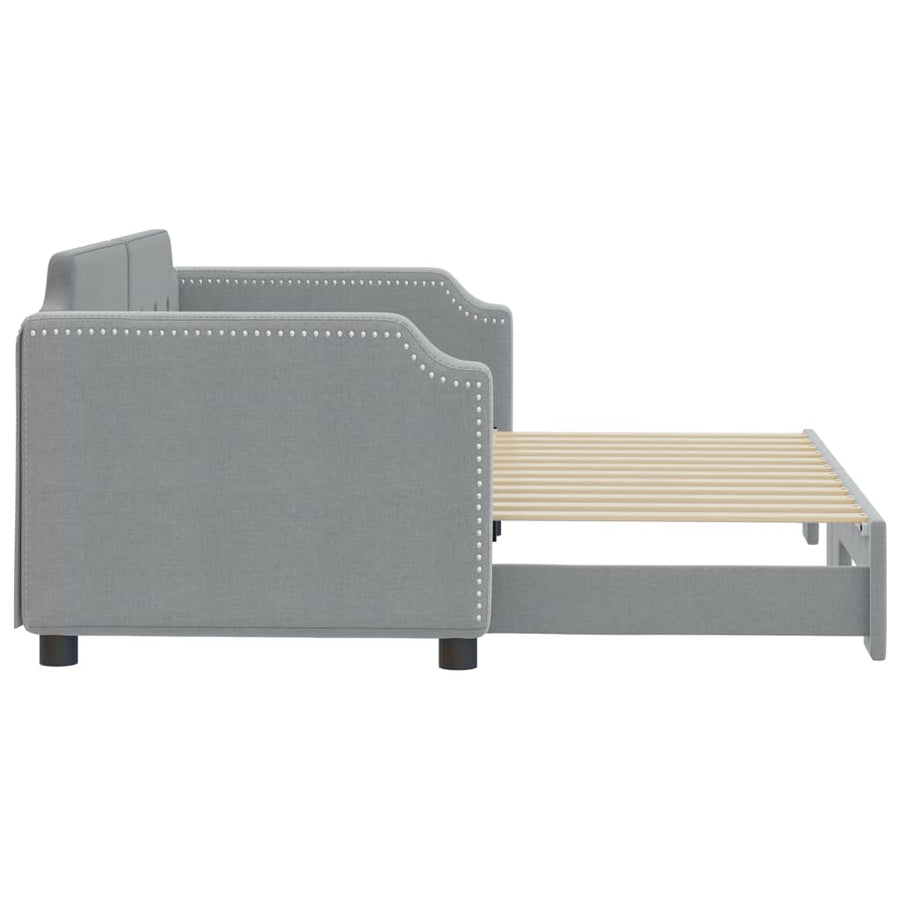 Slaapbank Stof 80 x 200 cm Lichtgrijs met onderschuifbed