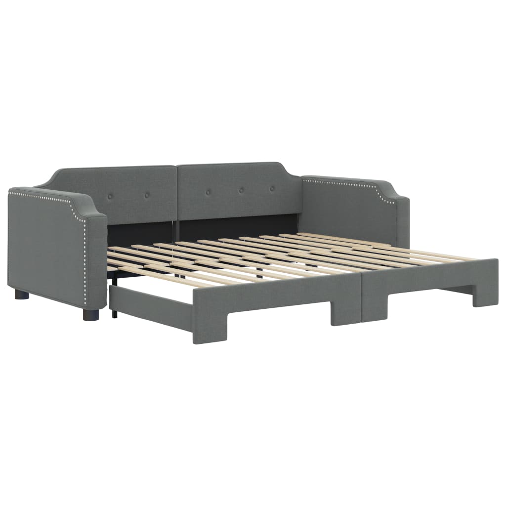 Slaapbank Stof Donkergrijs 80 x 200 cm met onderschuifbed