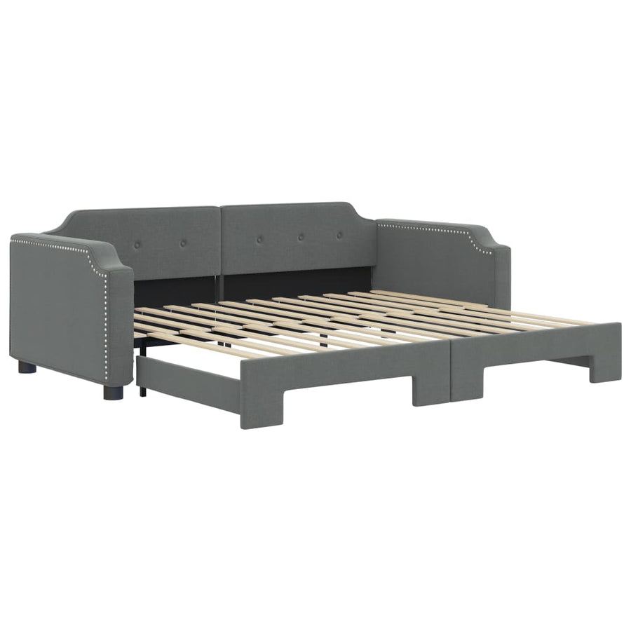 Slaapbank Stof Donkergrijs 80 x 200 cm met onderschuifbed