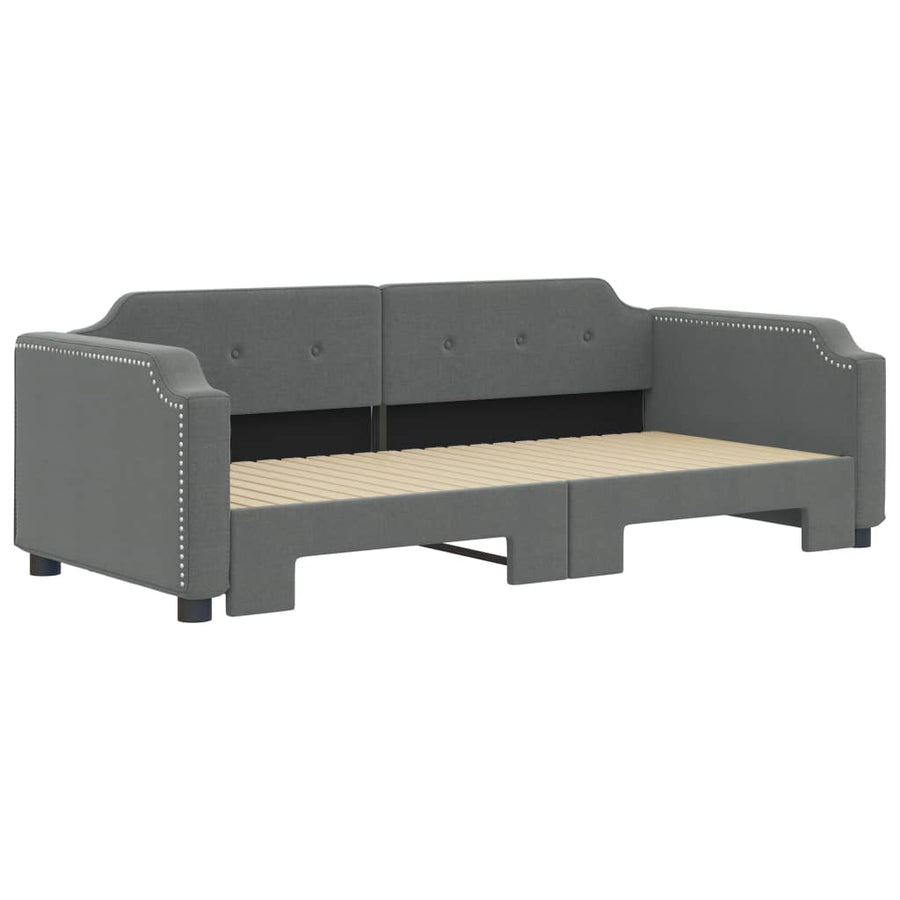 Slaapbank Stof Donkergrijs 80 x 200 cm met onderschuifbed