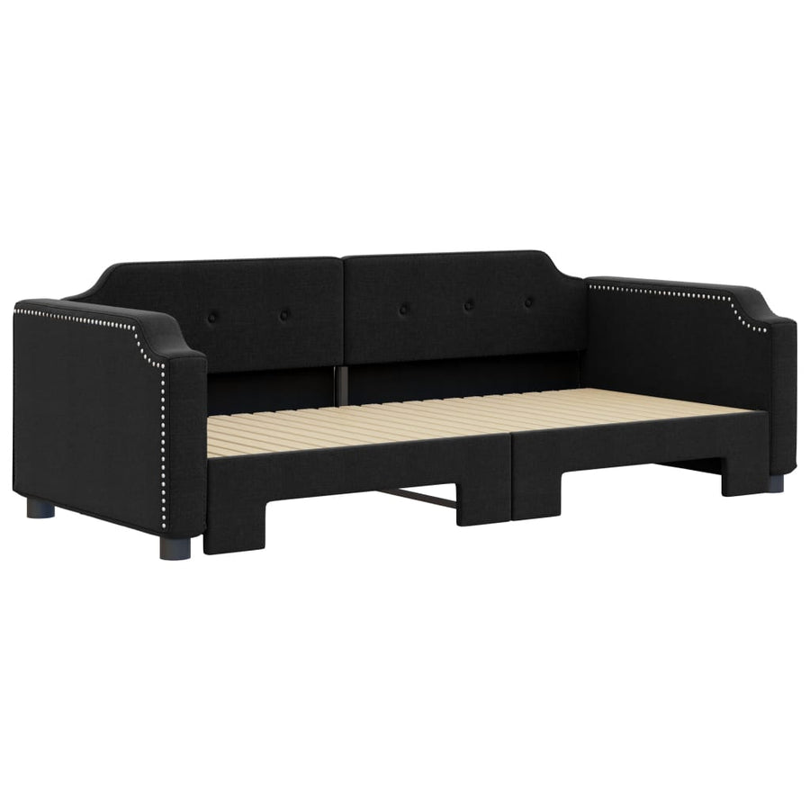 Slaapbank Stof 80 x 200 cm Zwart met onderschuifbed
