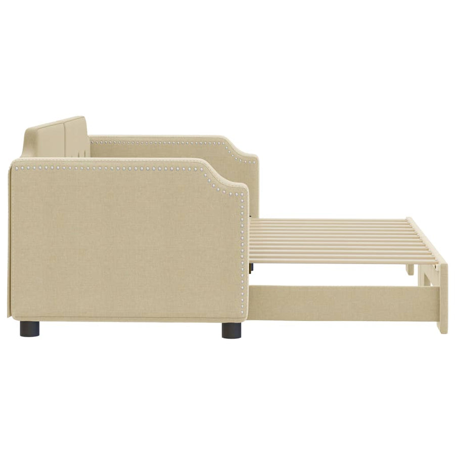 Slaapbank Stof Kleurig 80 x 200 cm Crème met onderschuifbed