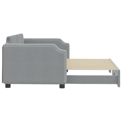 Slaapbank Stof 90 x 200 cm Lichtgrijs met onderschuifbed