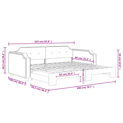 Slaapbank Stof 90 x 200 cm Lichtgrijs met onderschuifbed