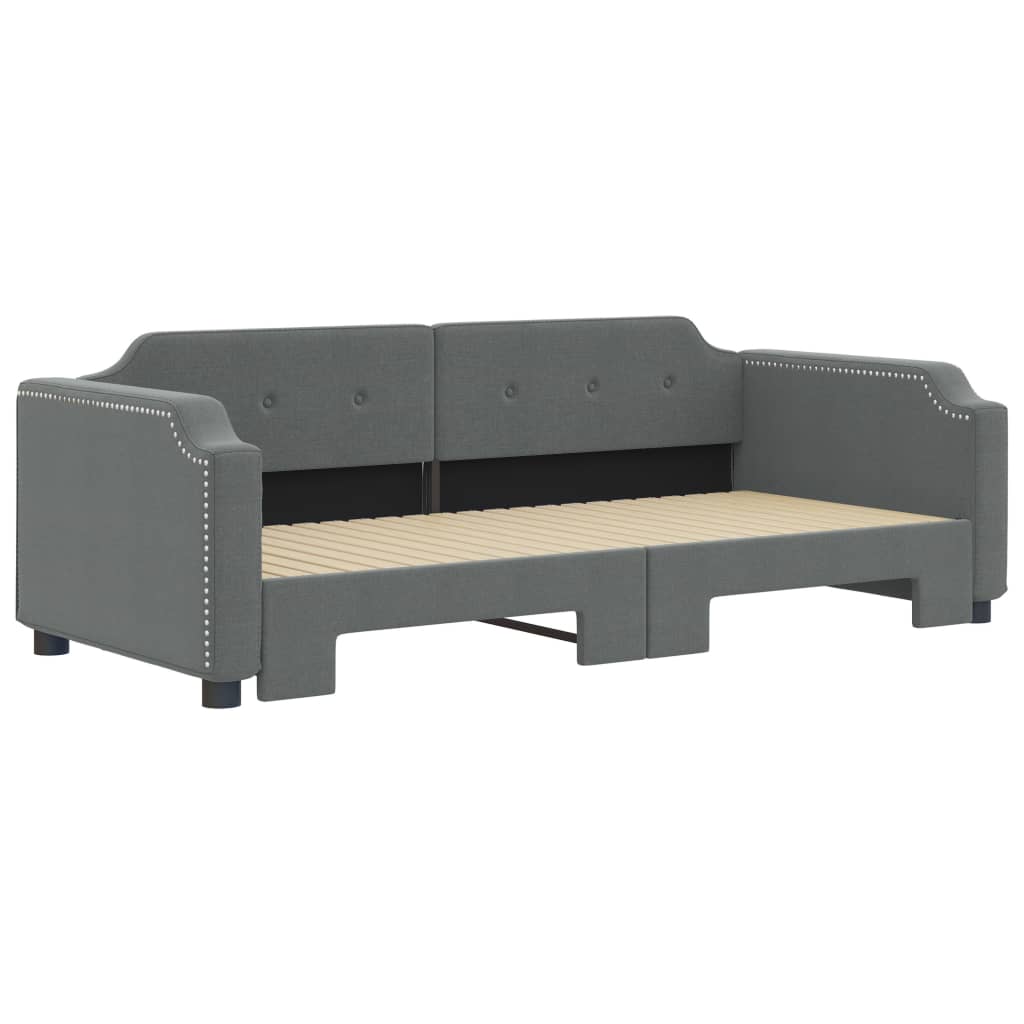 Slaapbank Stof 90 x 200 cm Donkergrijs met onderschuifbed