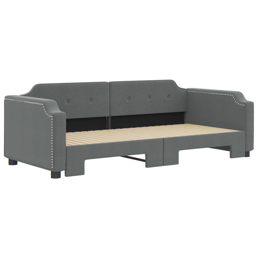 Slaapbank Stof 90 x 200 cm Donkergrijs met onderschuifbed
