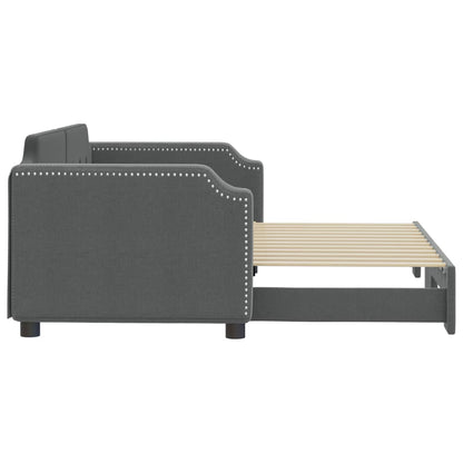 Slaapbank Stof 90 x 200 cm Donkergrijs met onderschuifbed