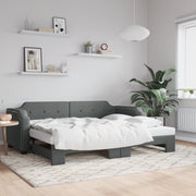 Slaapbank onderschuifbed 90x200 cm stof donkergrijs