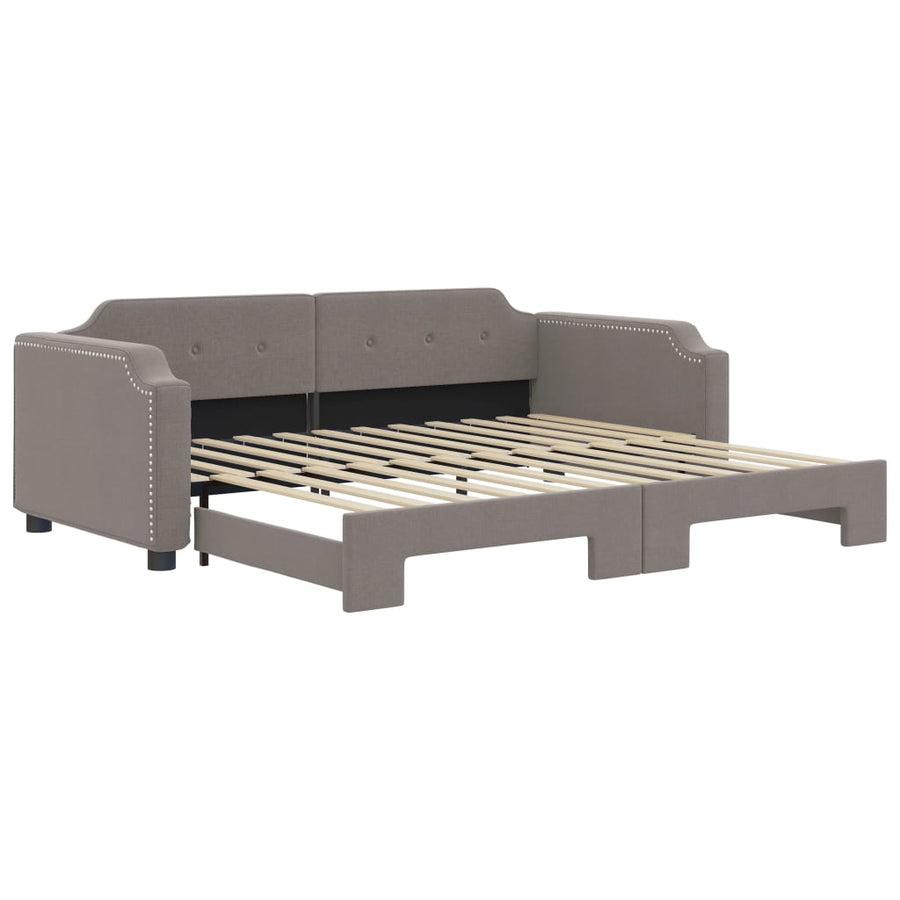 Slaapbank Met Onderschuifbed 90X200 Cm Stof Taupe Taupe 90 x 200 cm