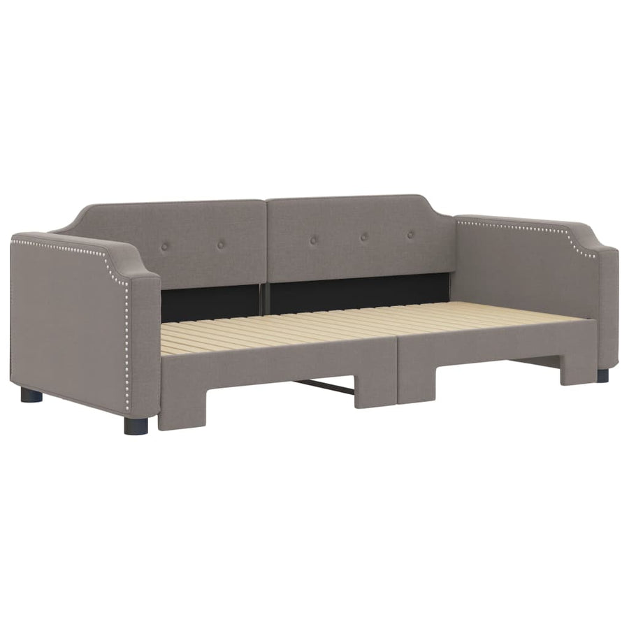 Slaapbank Met Onderschuifbed 90X200 Cm Stof Taupe Taupe 90 x 200 cm