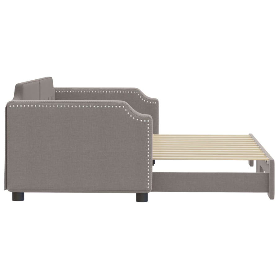 Slaapbank Met Onderschuifbed 90X200 Cm Stof Taupe Taupe 90 x 200 cm