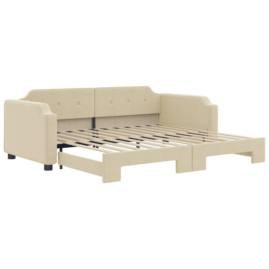 Slaapbank Stof Kleurig Crème 90 x 200 cm met onderschuifbed