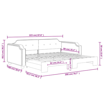 Slaapbank Stof Kleurig Crème 90 x 200 cm met onderschuifbed