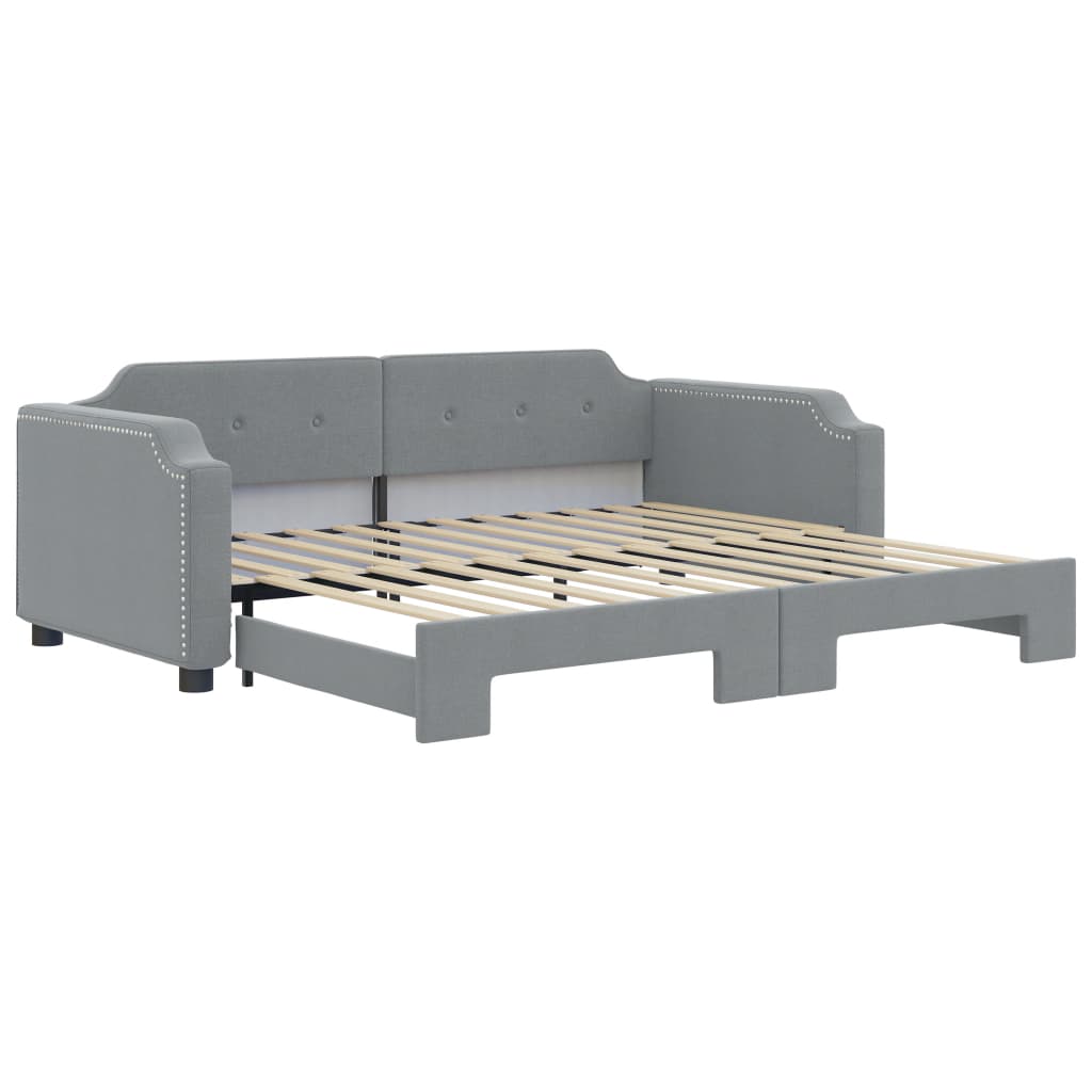 Slaapbank Stof 100 x 200 cm Lichtgrijs met onderschuifbed