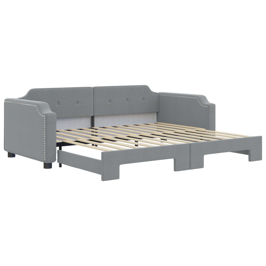 Slaapbank Stof 100 x 200 cm Lichtgrijs met onderschuifbed