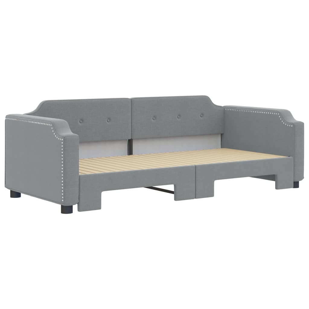 Slaapbank Stof 100 x 200 cm Lichtgrijs met onderschuifbed