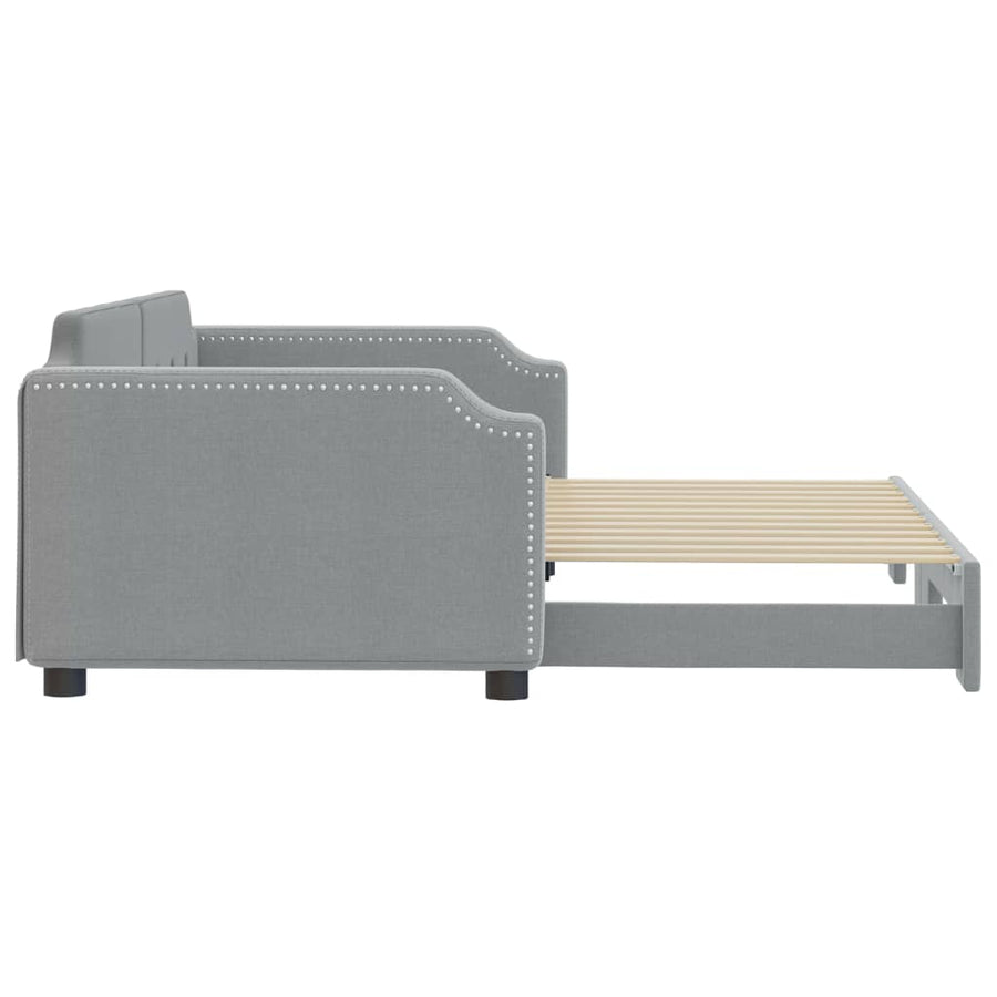 Slaapbank Stof 100 x 200 cm Lichtgrijs met onderschuifbed