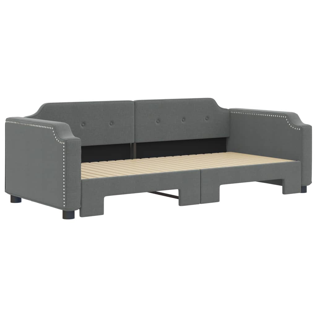 Slaapbank Stof 100 x 200 cm Donkergrijs met onderschuifbed