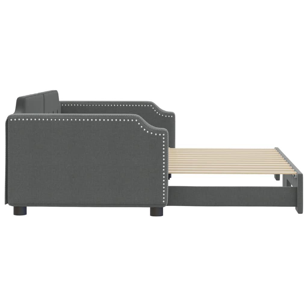 Slaapbank Stof 100 x 200 cm Donkergrijs met onderschuifbed