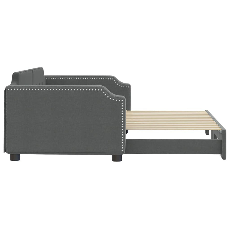 Slaapbank Stof 100 x 200 cm Donkergrijs met onderschuifbed