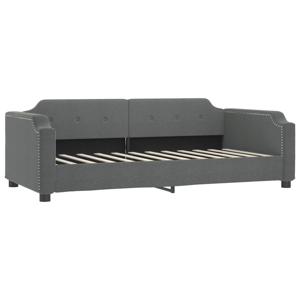 Slaapbank Stof 100 x 200 cm Donkergrijs met onderschuifbed