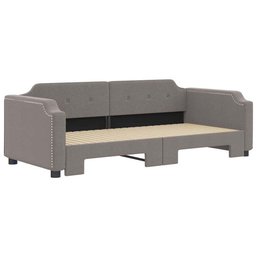 Slaapbank Stof 100 x 200 cm Taupe met onderschuifbed
