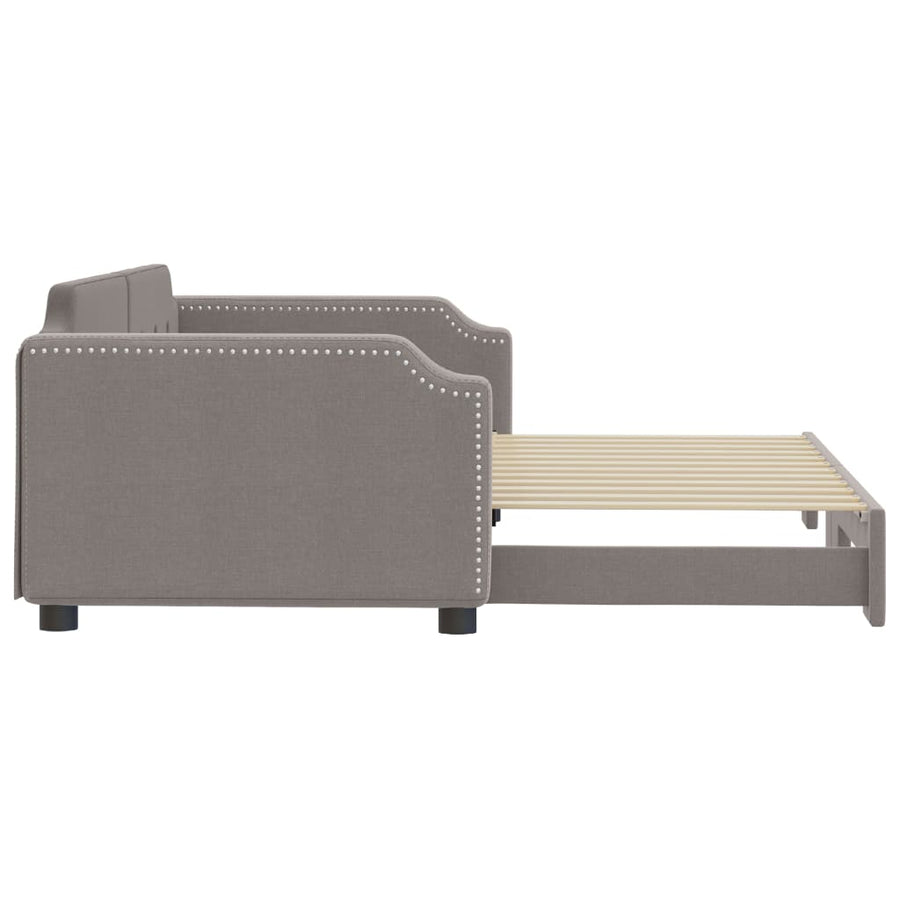 Slaapbank Stof 100 x 200 cm Taupe met onderschuifbed
