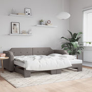 Slaapbank met onderschuifbed 100x200 cm stof taupe