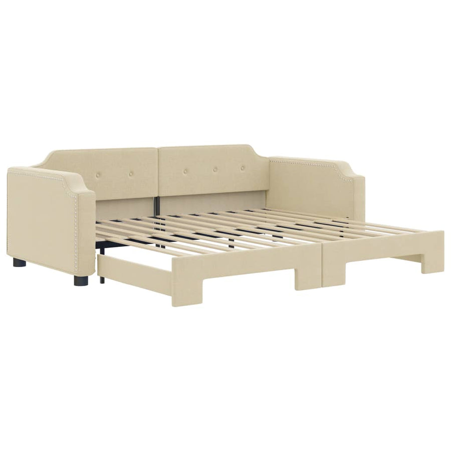 Slaapbank Stof Kleurig 100 x 200 cm Crème met onderschuifbed