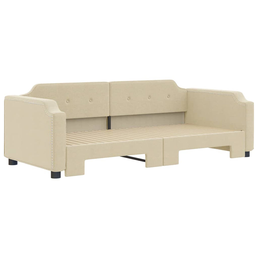 Slaapbank Stof Kleurig 100 x 200 cm Crème met onderschuifbed