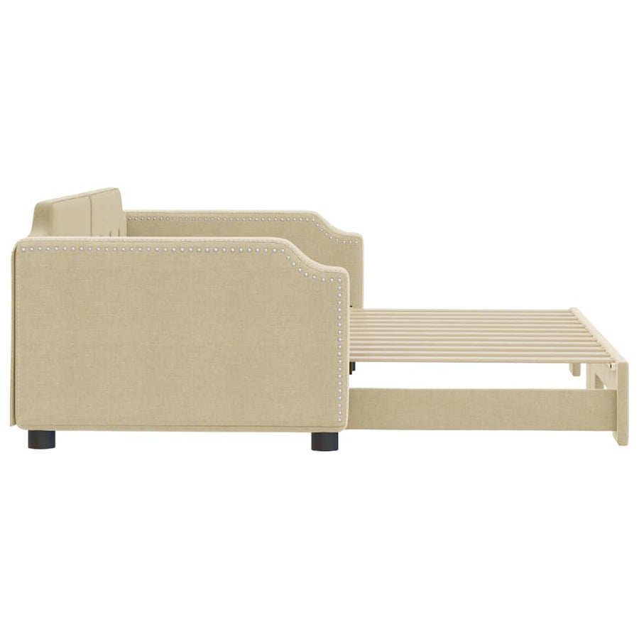 Slaapbank Stof Kleurig 100 x 200 cm Crème met onderschuifbed