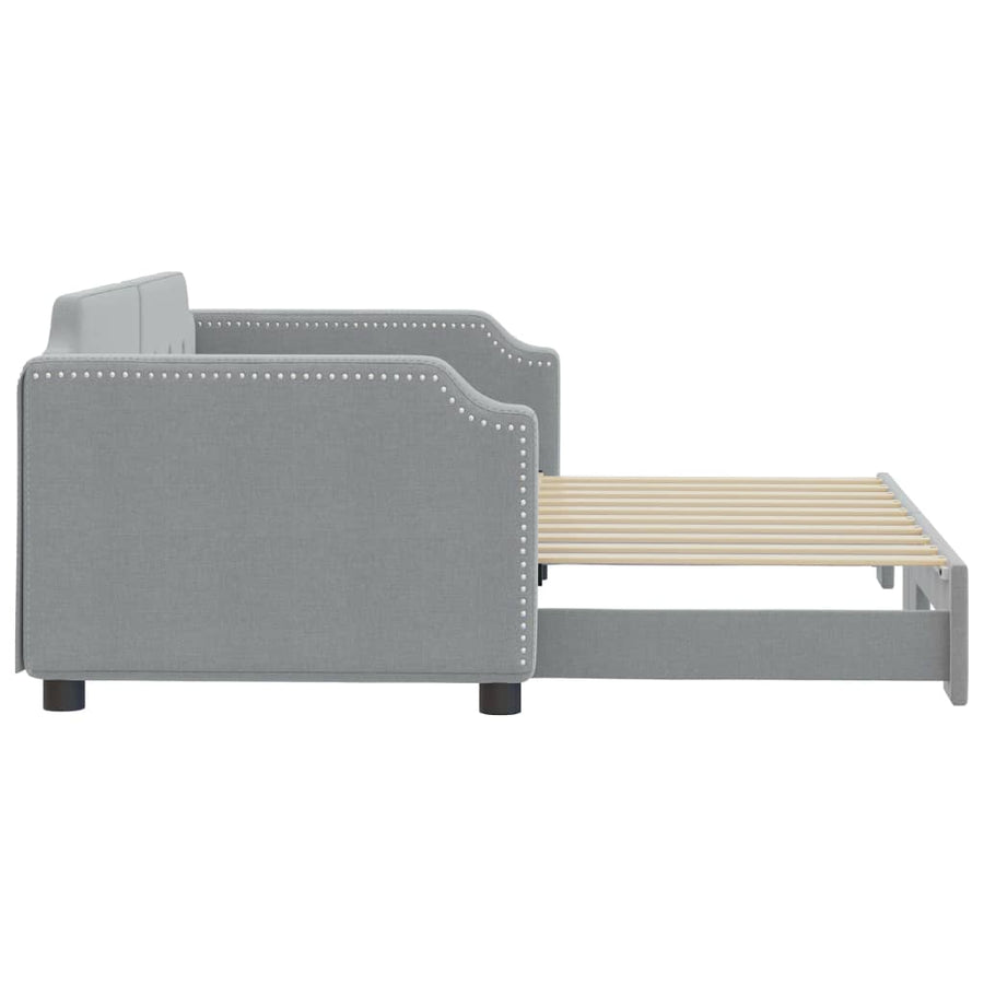 Slaapbank Stof Lichtgrijs 90 x 190 cm met onderschuifbed