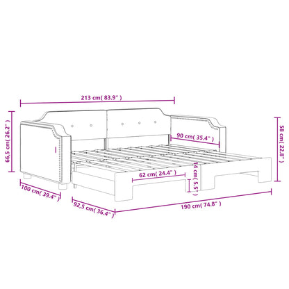 Slaapbank Stof Lichtgrijs 90 x 190 cm met onderschuifbed