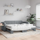 Slaapbank onderschuifbed 90x190 cm stof lichtgrijs