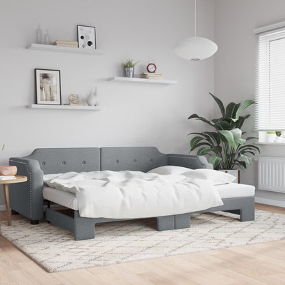 Slaapbank Stof Lichtgrijs 90 x 190 cm met onderschuifbed