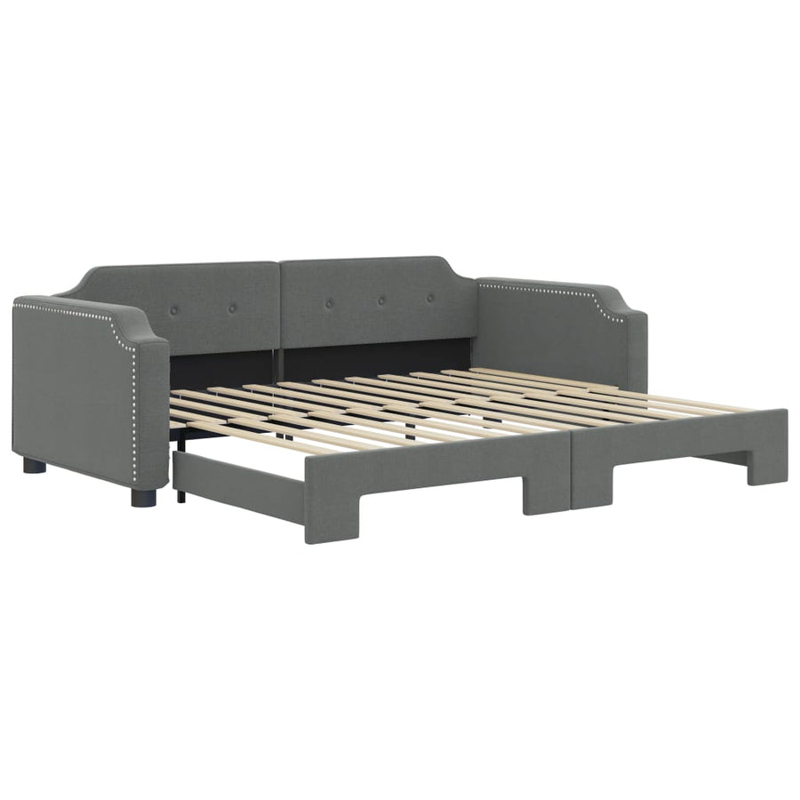 Slaapbank Stof 90 x 190 cm Donkergrijs met onderschuifbed