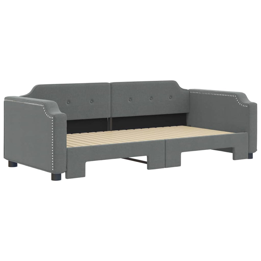 Slaapbank Stof 90 x 190 cm Donkergrijs met onderschuifbed