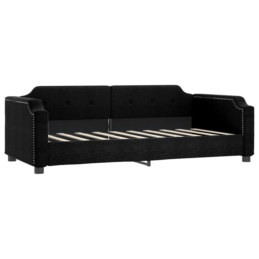 Slaapbank Stof 90 x 190 cm Zwart met onderschuifbed