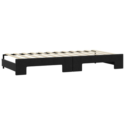 Slaapbank Stof 90 x 190 cm Zwart met onderschuifbed