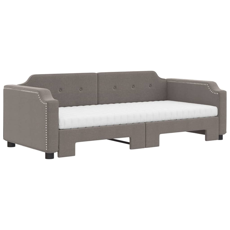 Slaapbank Sen Stof Taupe 80 x 200 cm met onderschuifbed en matras