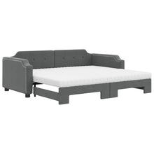 Slaapbank Onderschuifbed Matrassen Stof 90 x 200 cm Donkergrijs met onderschuifbed en matras